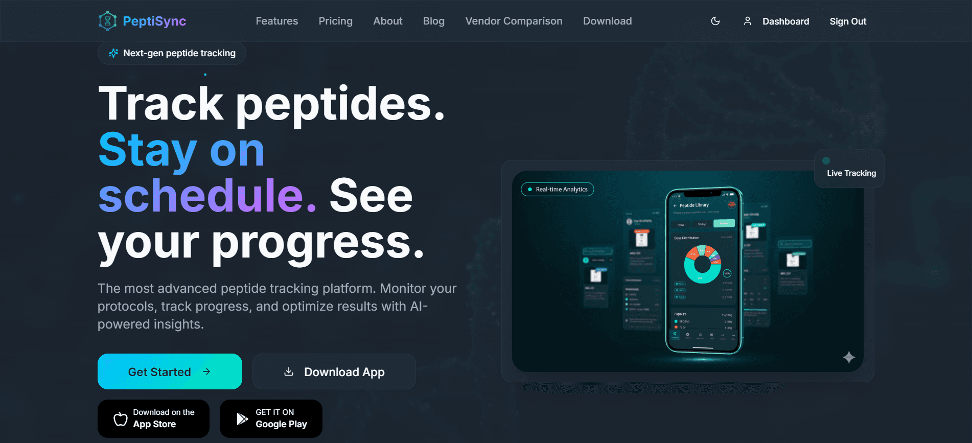 PeptiSync — HealthTech SaaS Platform featured project showcase